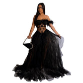 Robe longue en maille cache-cœur sans manches de couleur unie